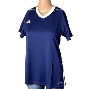 Adidas Womens Climacool Soccer Jersey Short Sleeve Blue White Lightweight Medium